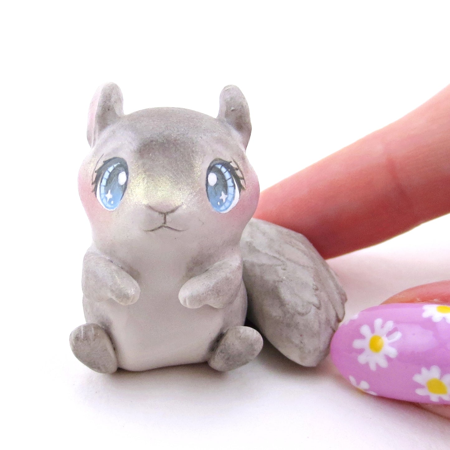 Grey Squirrel Figurine - Polymer Clay Spring Animal Collection