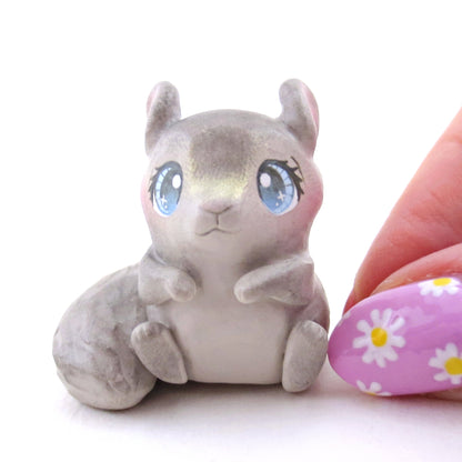 Grey Squirrel Figurine - Polymer Clay Spring Animal Collection