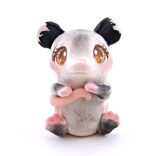 Little Brown-Eyed Opossum Figurine - Polymer Clay Spring Animal Collection