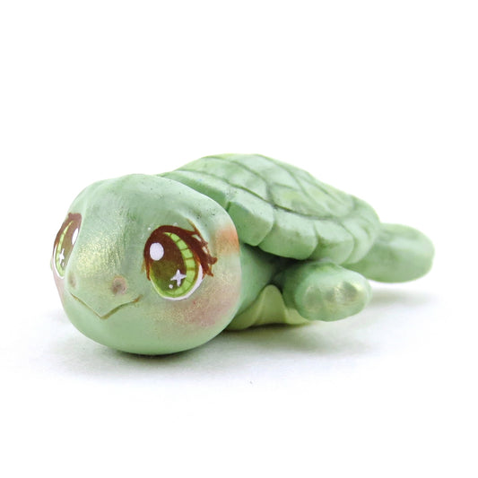 Little Red-Eared Slider Turtle Figurine - Polymer Clay Spring Animal Collection