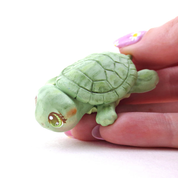 Little Red-Eared Slider Turtle Figurine - Polymer Clay Spring Animal Collection