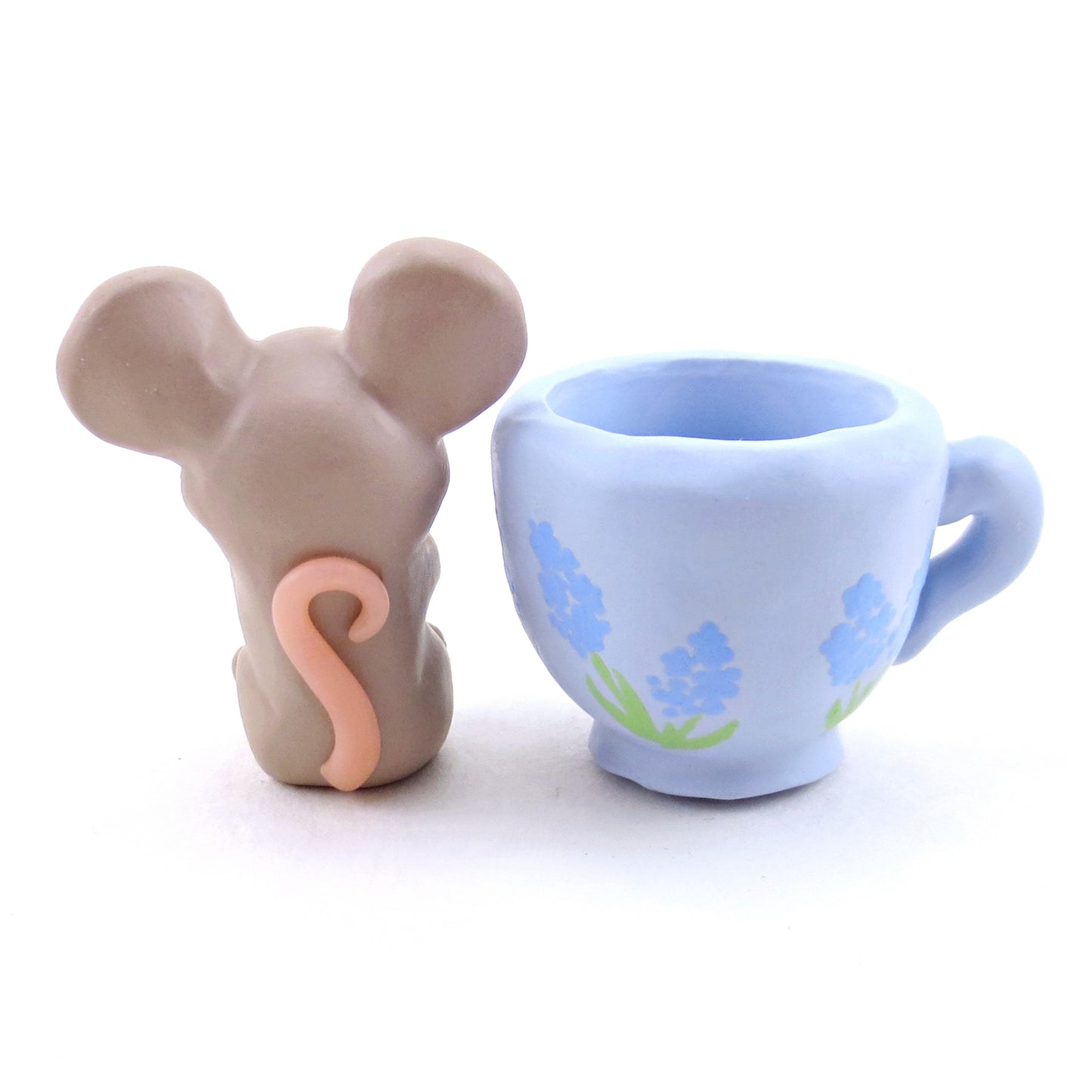 Hyacinth Teacup Mouse Figurine - Polymer Clay Spring Animal Collection