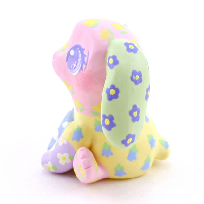 Cozy Patchwork Quilt Bunny Figurine - Polymer Clay Spring Animal Collection