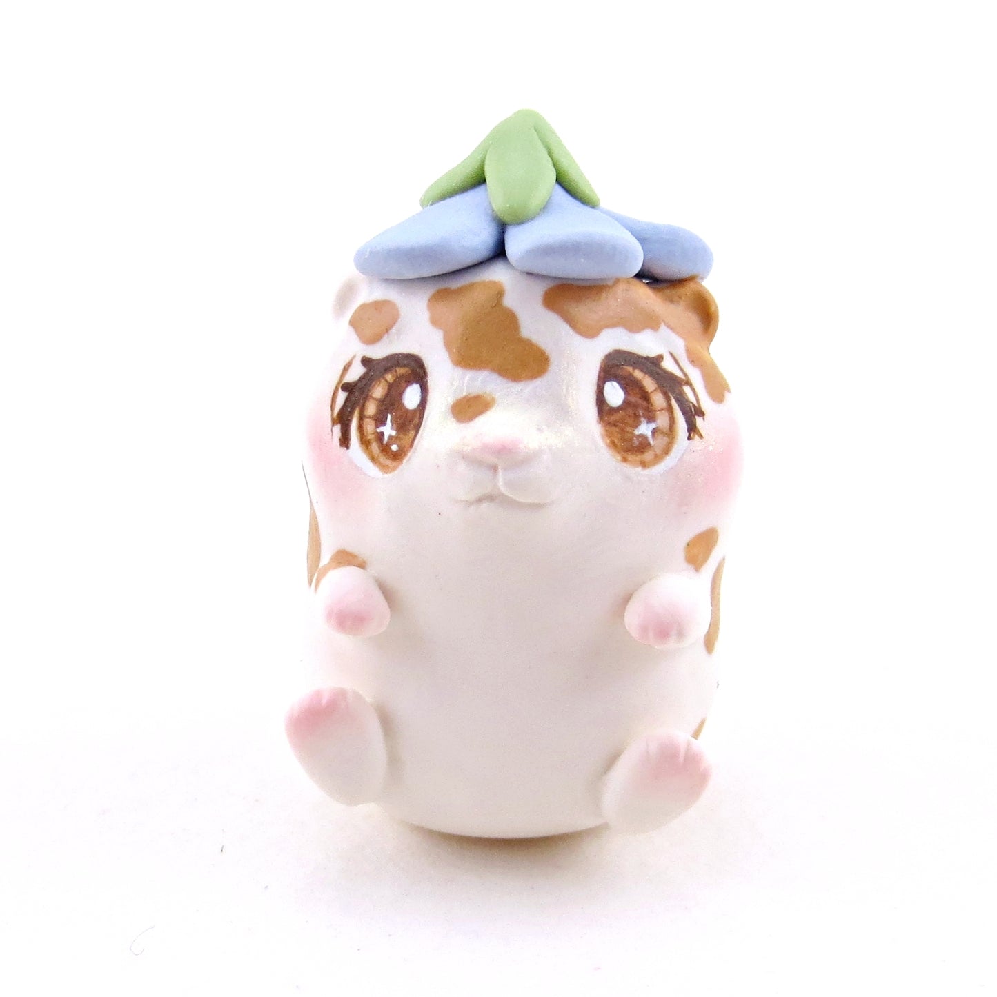 Hamster with a Bluebell Hat Figurine - Polymer Clay Spring Animal Collection