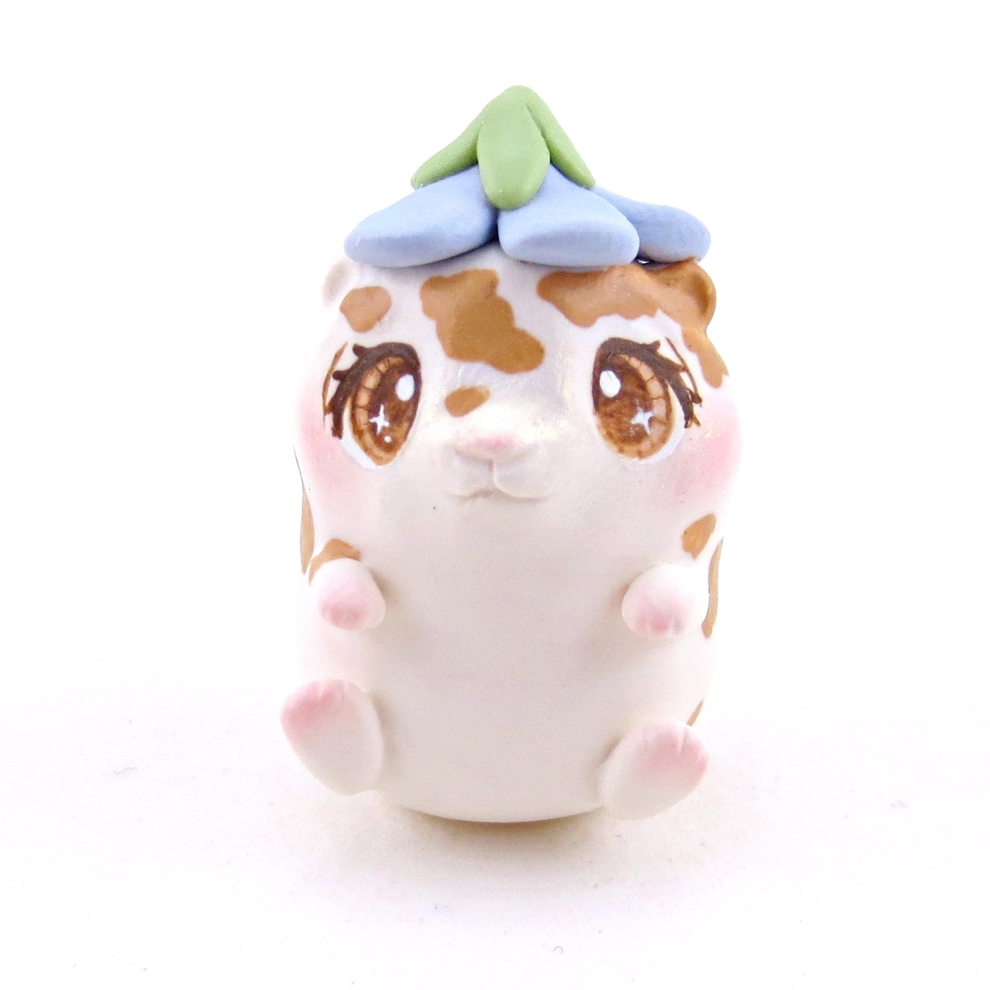 Hamster with a Bluebell Hat Figurine - Polymer Clay Spring Animal Collection