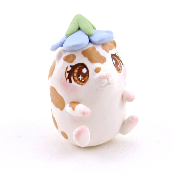 Hamster with a Bluebell Hat Figurine - Polymer Clay Spring Animal Collection