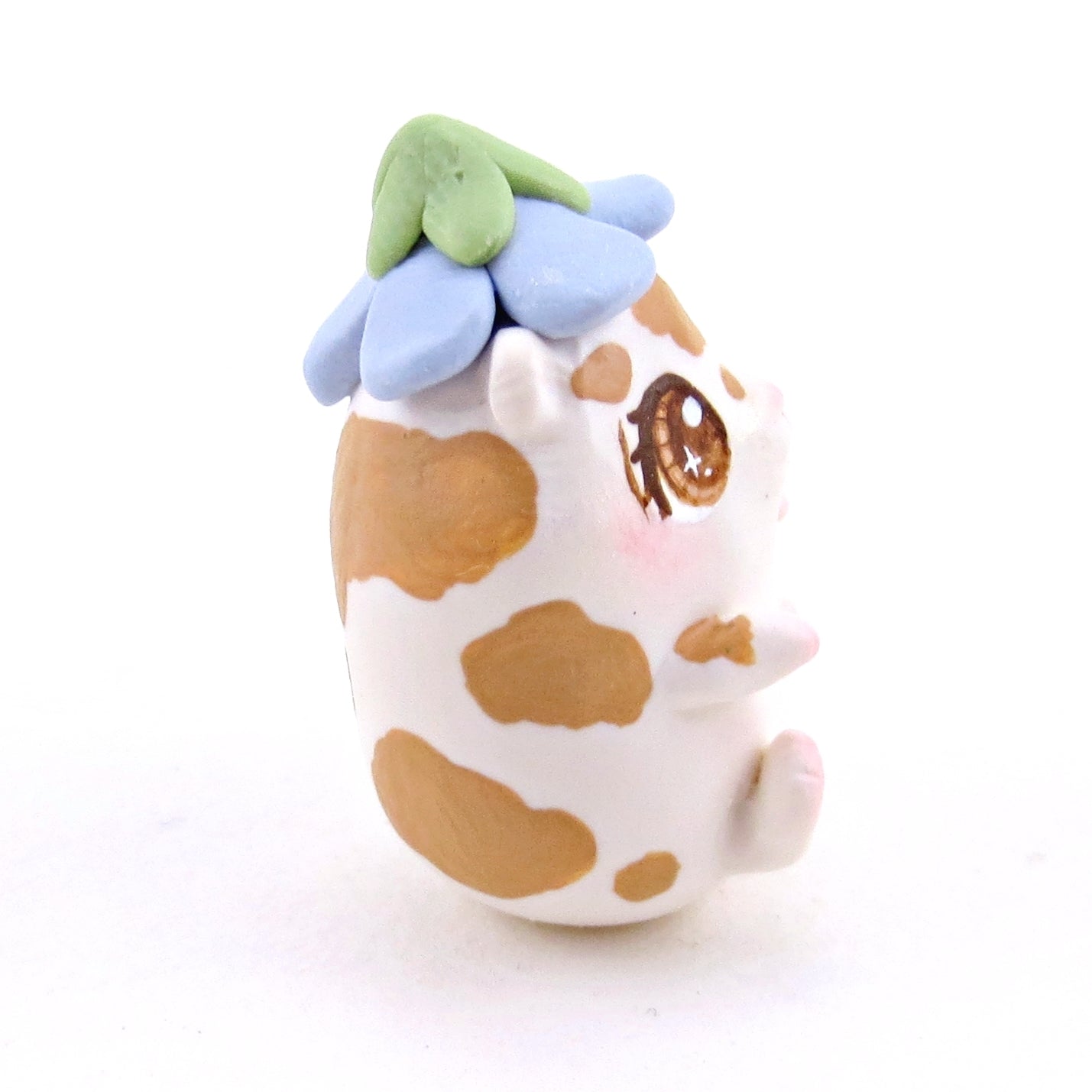 Hamster with a Bluebell Hat Figurine - Polymer Clay Spring Animal Collection