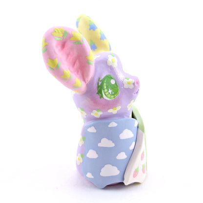 Cozy Patchwork Quilt Bat Figurine - Polymer Clay Spring Animal Collection