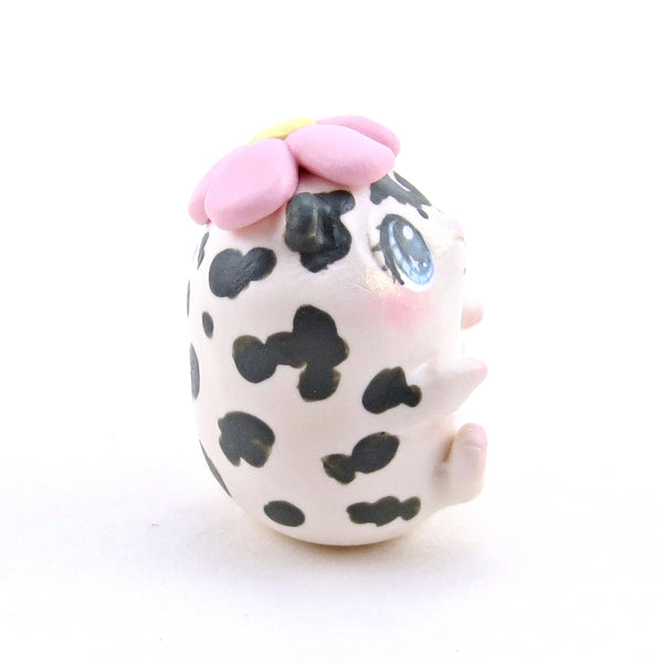 Hamster with a Pink Flower Hat Figurine - Polymer Clay Spring Animal Collection