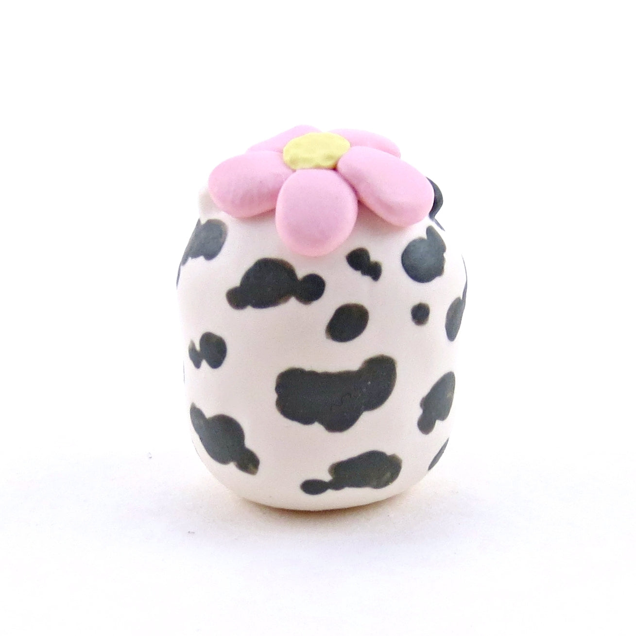 Hamster with a Pink Flower Hat Figurine - Polymer Clay Spring Animal Collection