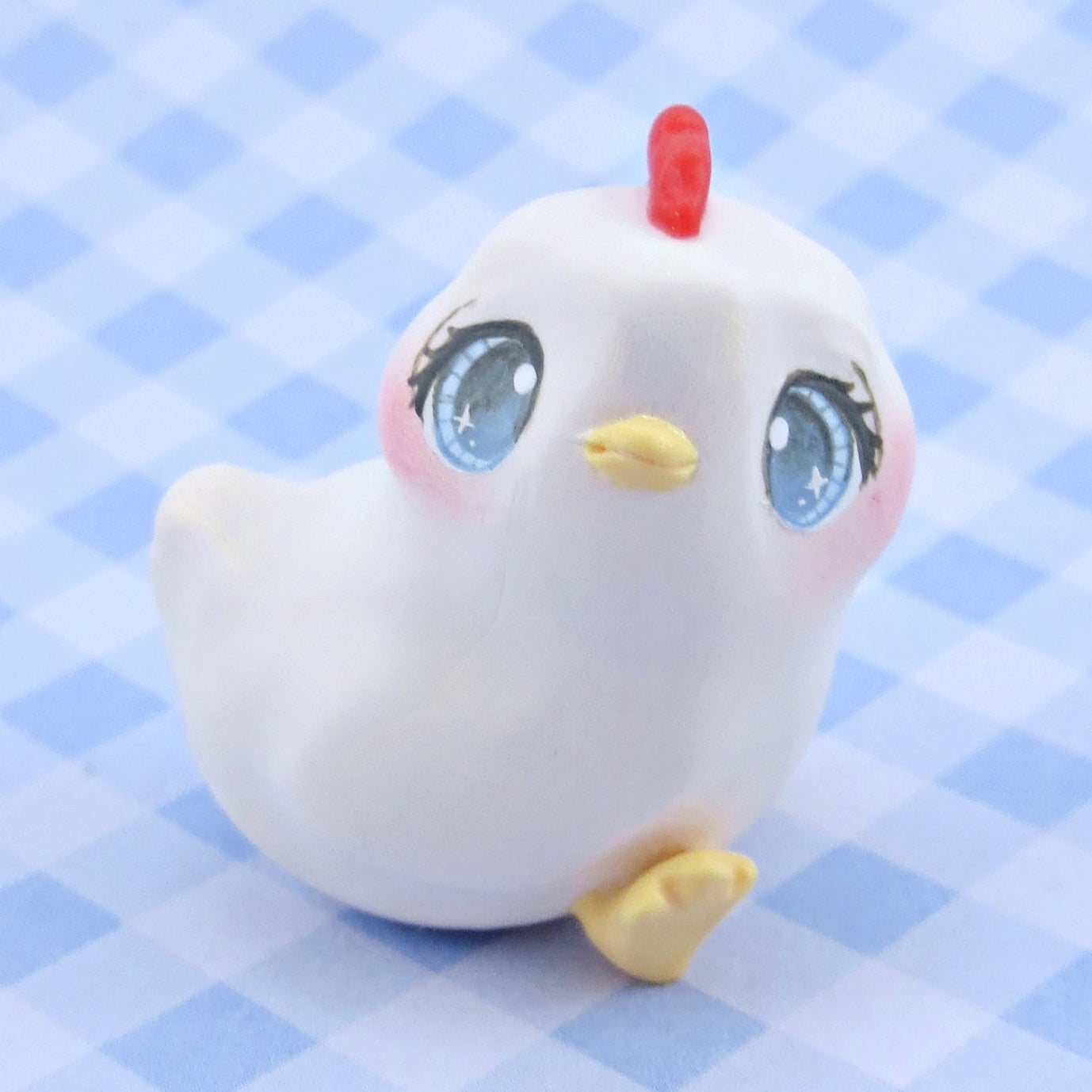 White Chicken Figurine - Polymer Clay Spring Animal Collection