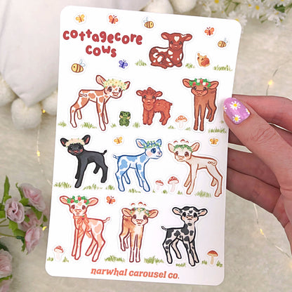 Cottagecore Cows Sticker Sheet