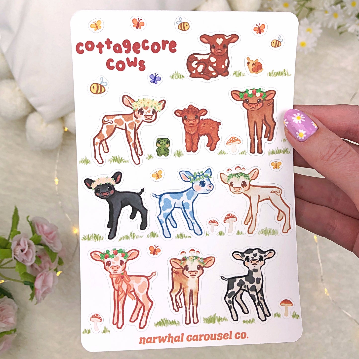 Cottagecore Cows Sticker Sheet