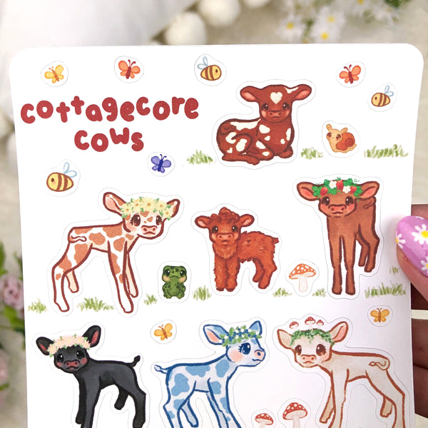 Cottagecore Cows Sticker Sheet