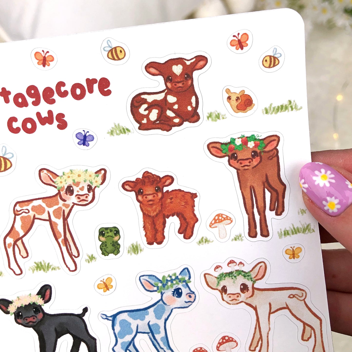 Cottagecore Cows Sticker Sheet