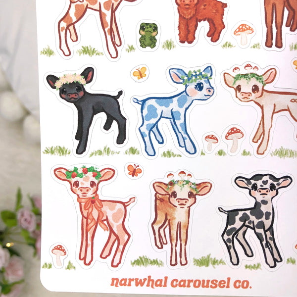 Cottagecore Cows Sticker Sheet