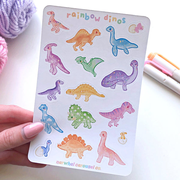 Rainbow Dinos Sticker Sheet