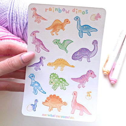 Rainbow Dinos Sticker Sheet