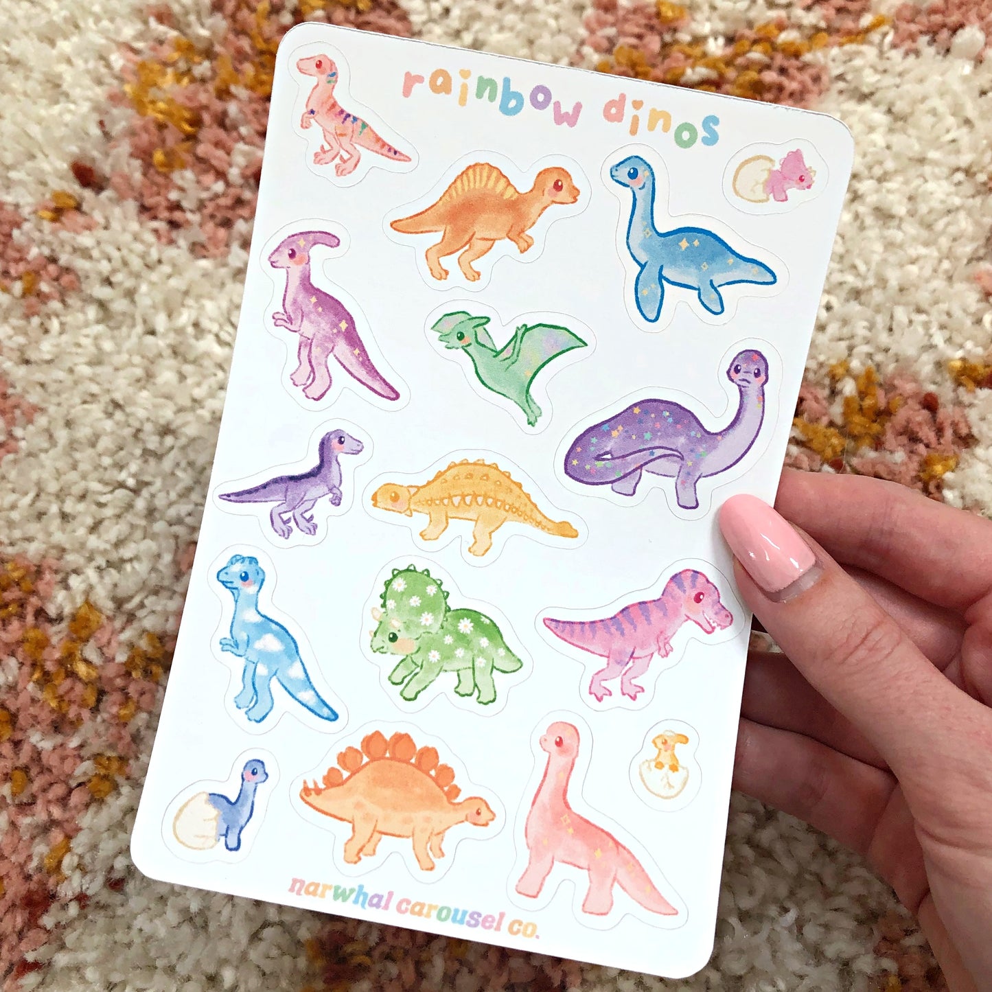 Rainbow Dinos Sticker Sheet