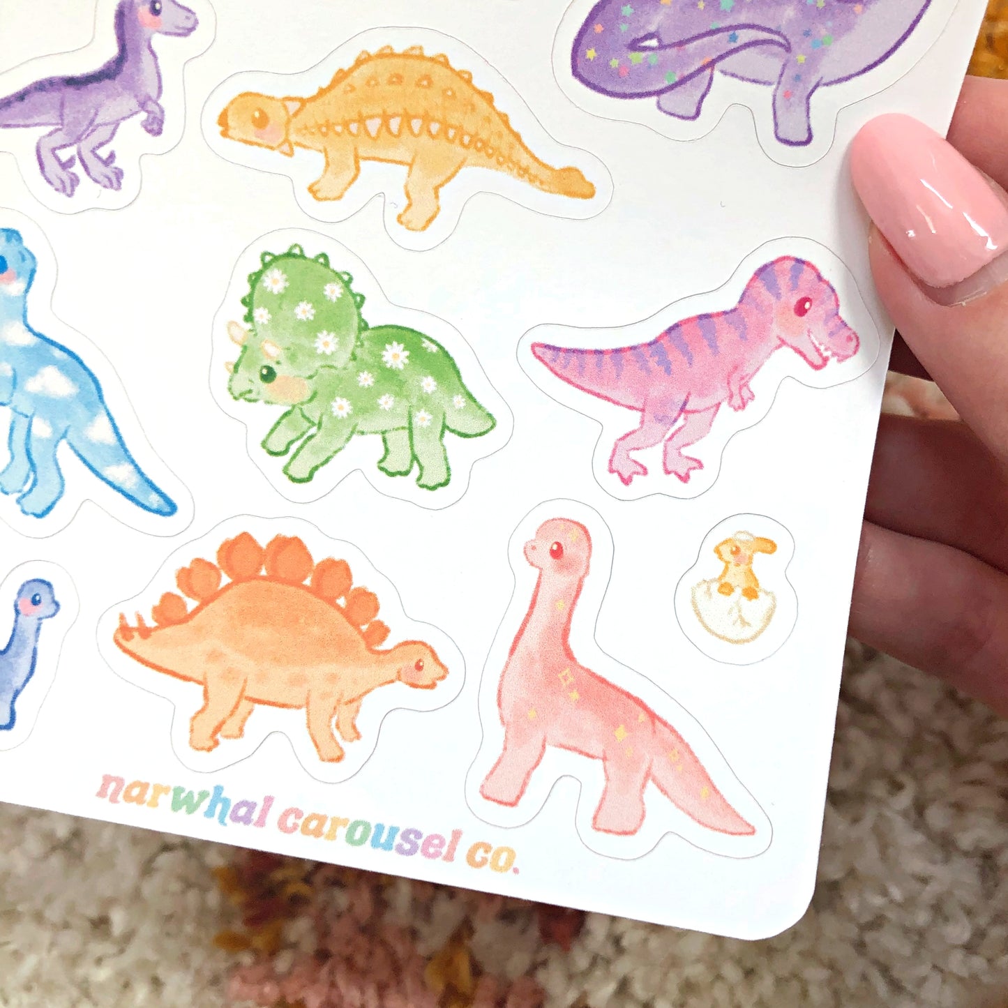 Rainbow Dinos Sticker Sheet