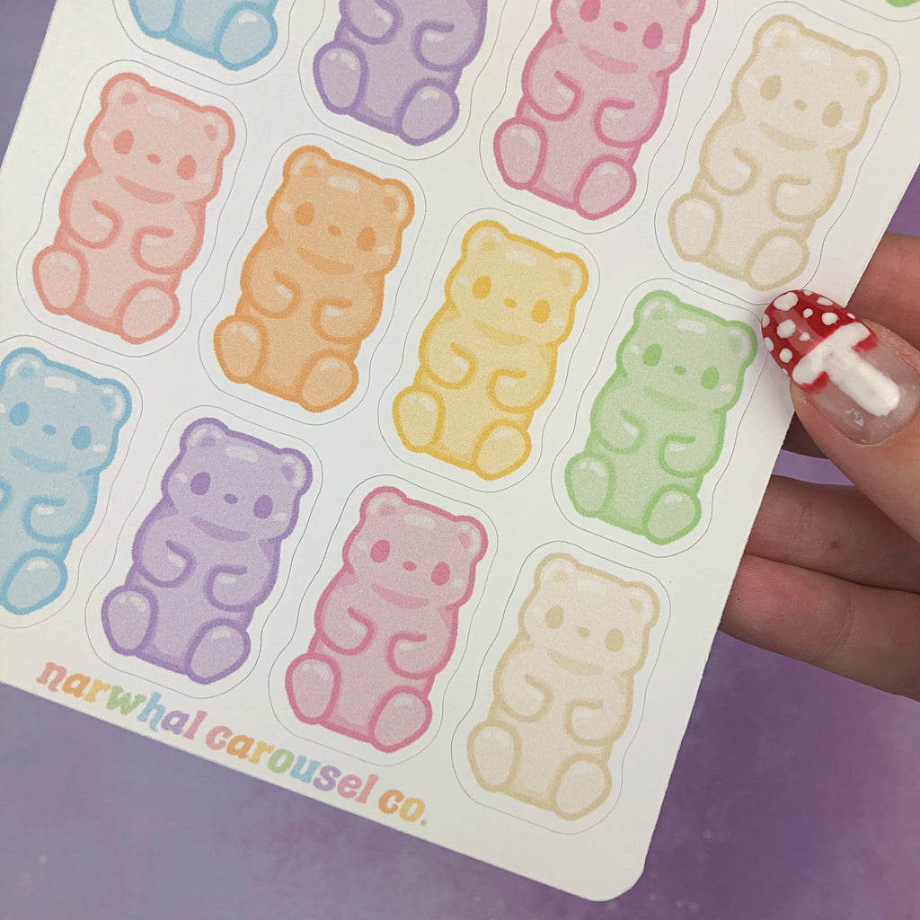 Colourful Gummy Bears set Sticker for Sale by Narukuku