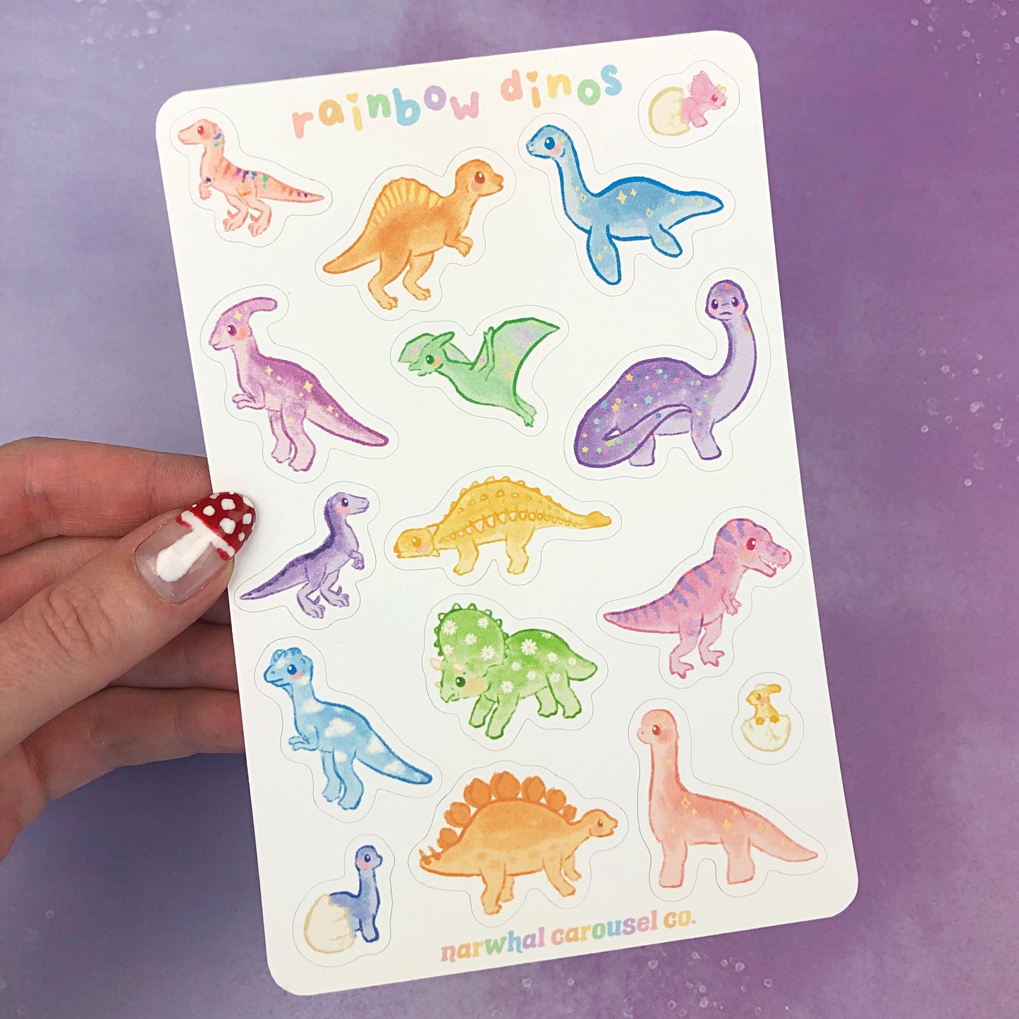 Rainbow Dinos Sticker Sheet