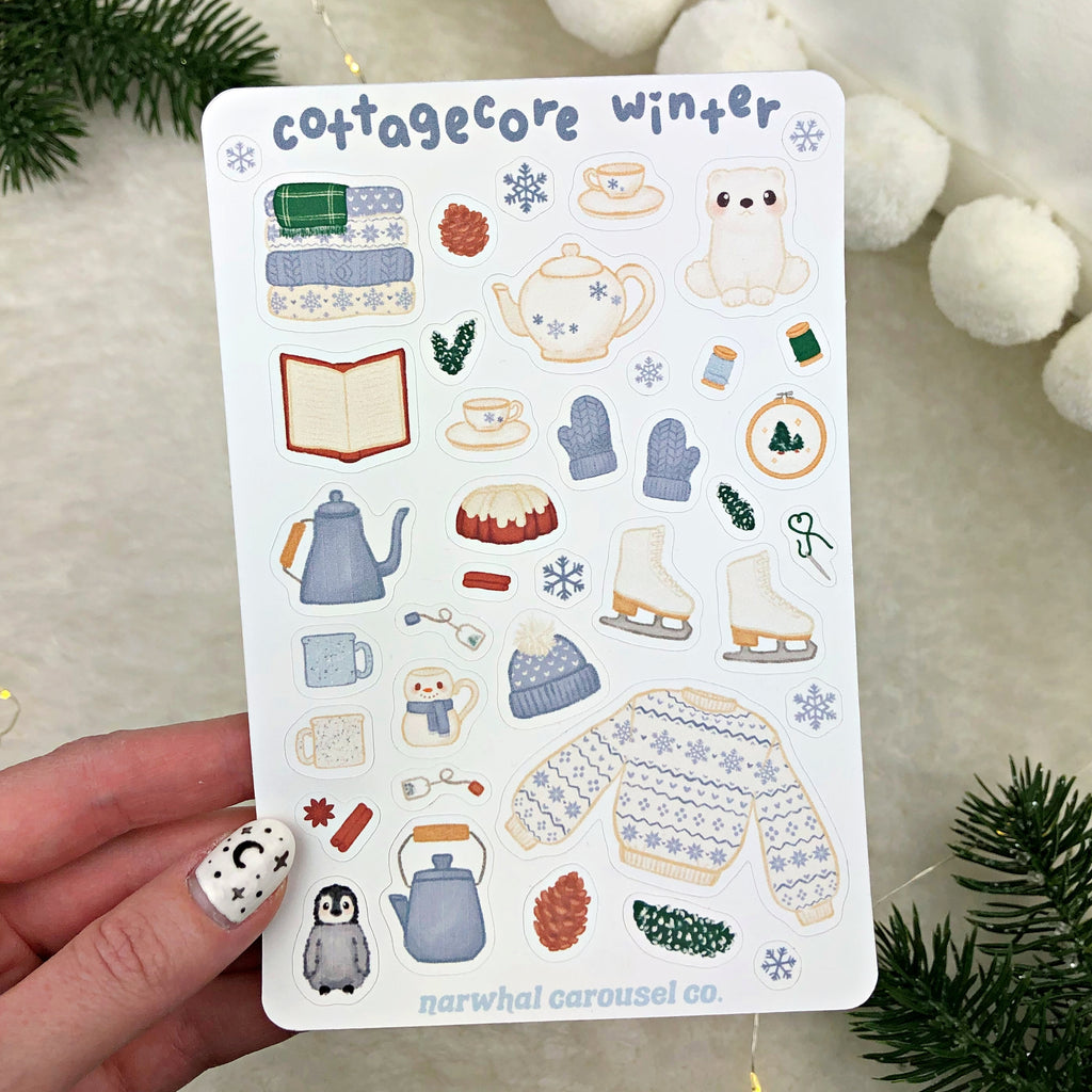 Winter Activities Sticker Sheet, Cottagecore Winter Stickers, Knitted  Stickers, Winter Wonderland Stickers, Winter Sticker Sheet, Snowman 