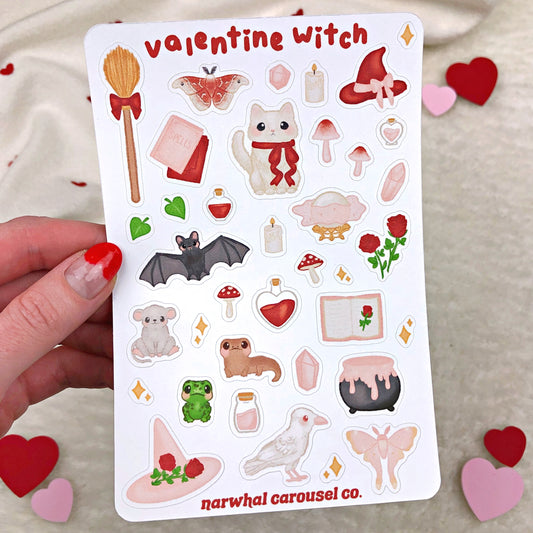 Valentine Witch Sticker Sheet