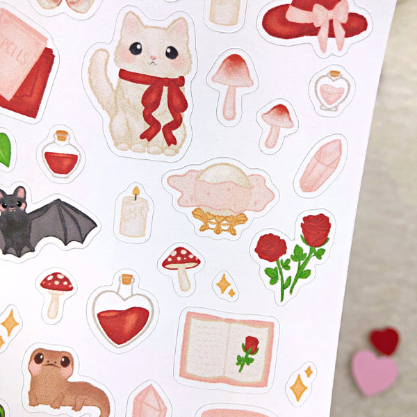 Valentine Witch Sticker Sheet