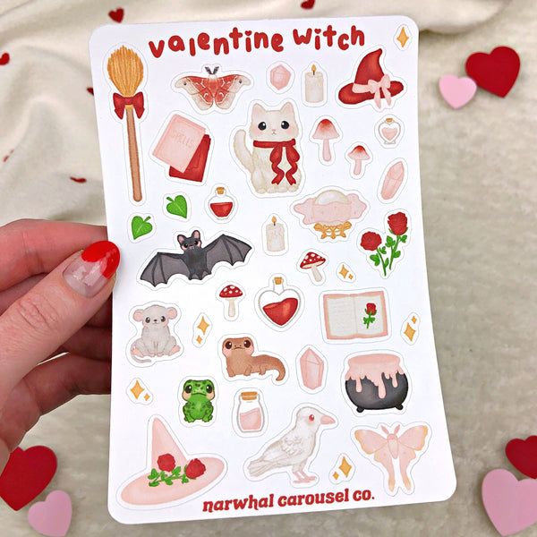 Valentine Witch Sticker Sheet