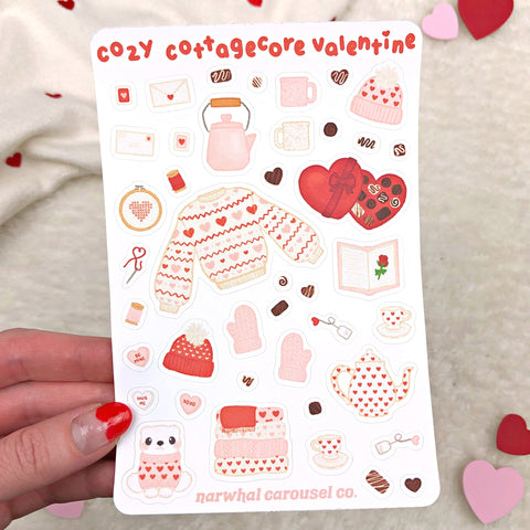 Cozy Cottagecore Valentine Sticker Sheet