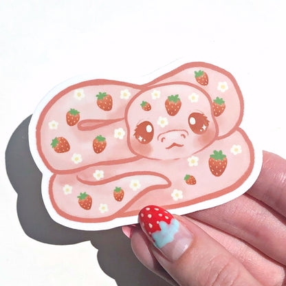 Strawberry Snake Vinyl Sticker