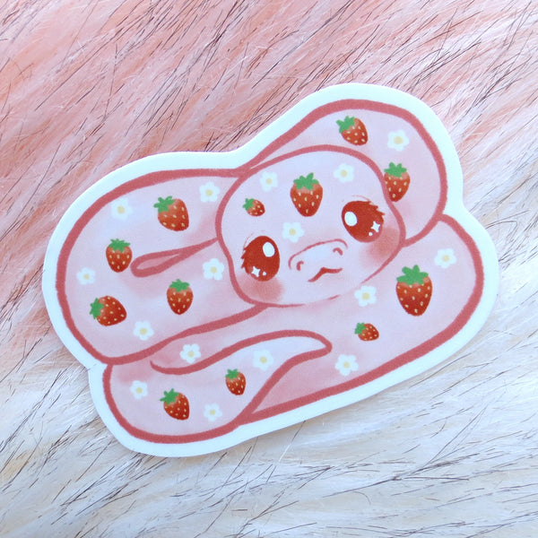 Strawberry Snake Vinyl Sticker