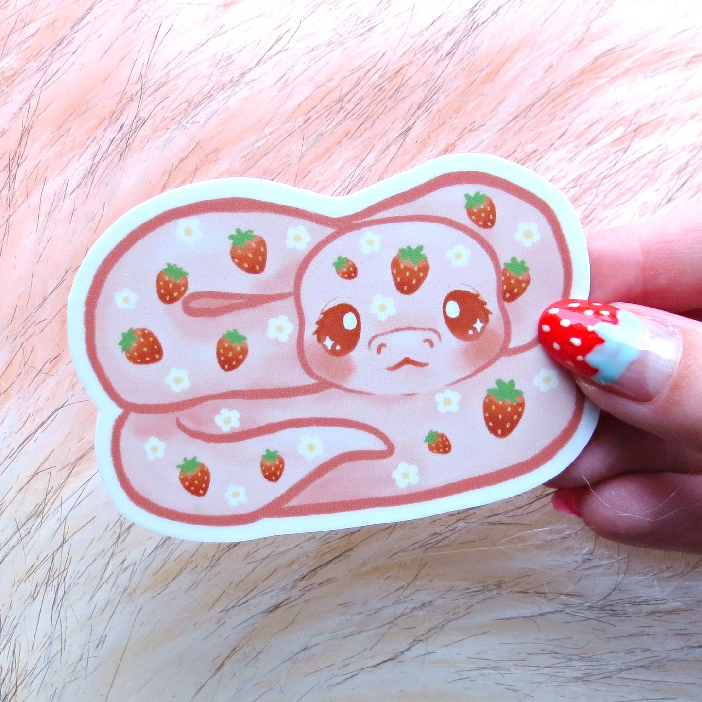 Strawberry Snake Vinyl Sticker