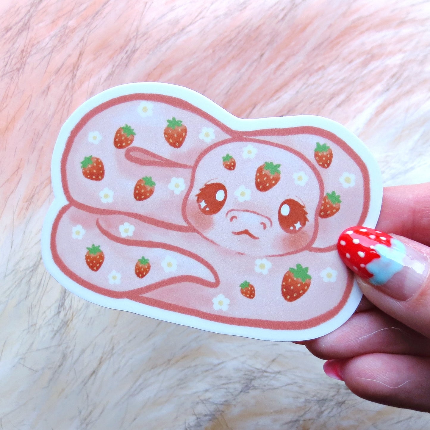 Strawberry Snake Vinyl Sticker