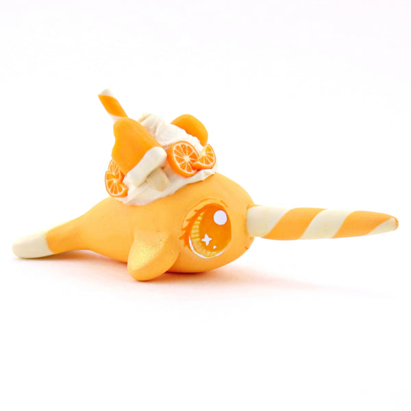 Orange Cream Popsicle Narwhal Figurine - Polymer Clay Food and Dessert Animals
