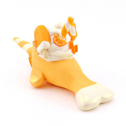 Orange Cream Popsicle Narwhal Figurine - Polymer Clay Food and Dessert Animals