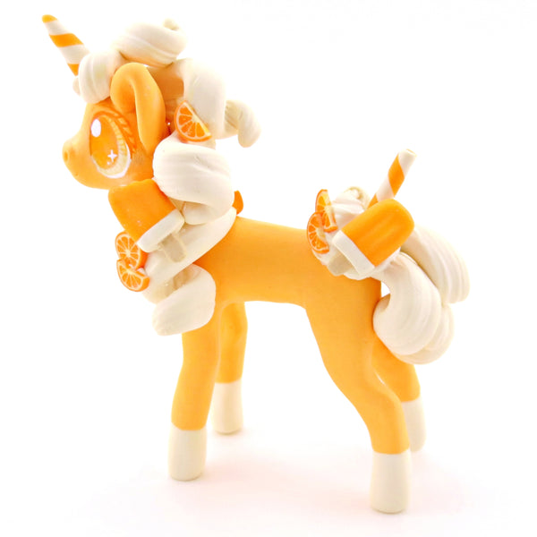 Orange Cream Popsicle Unicorn Figurine - Polymer Clay Food and Dessert Animals