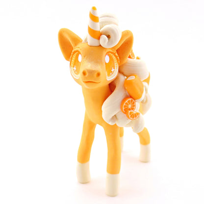 Orange Cream Popsicle Unicorn Figurine - Polymer Clay Food and Dessert Animals