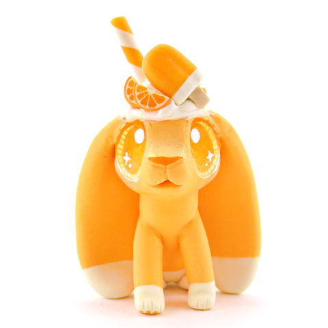 Orange Cream Popsicle Bunny Rabbit Figurine - Polymer Clay Food and Dessert Animals