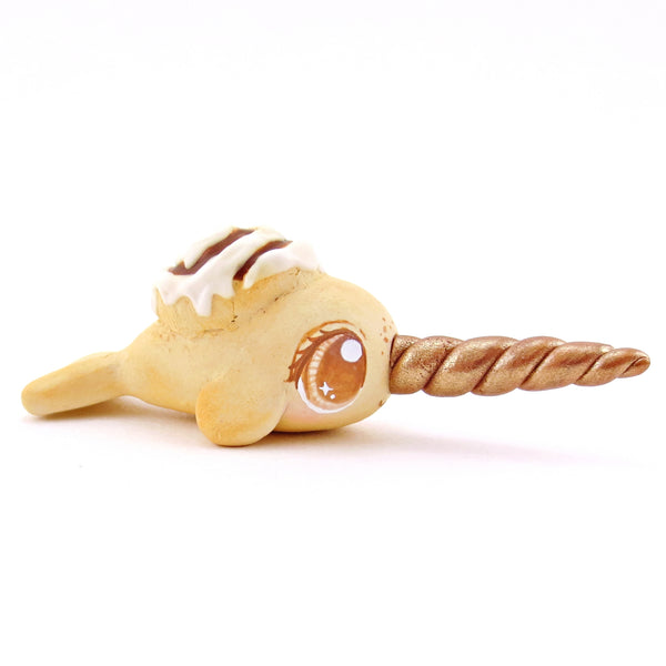 Cinnamon Roll Narwhal Figurine - Polymer Clay Food and Dessert Animals