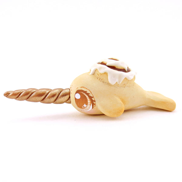 Cinnamon Roll Narwhal Figurine - Polymer Clay Food and Dessert Animals