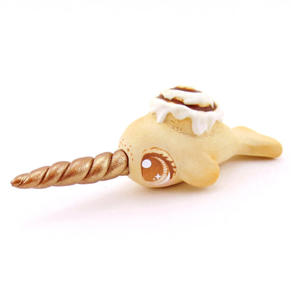 Cinnamon Roll Narwhal Figurine - Polymer Clay Food and Dessert Animals