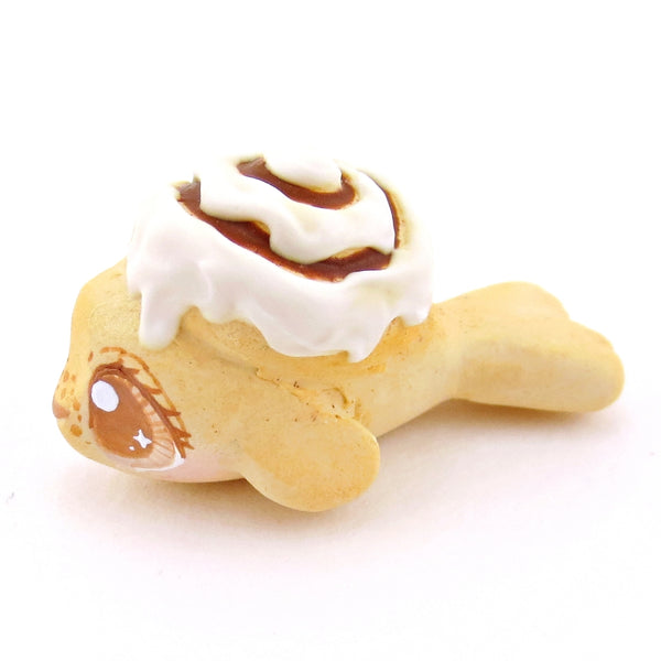 Cinnamon Roll Seal Figurine - Polymer Clay Food and Dessert Animals