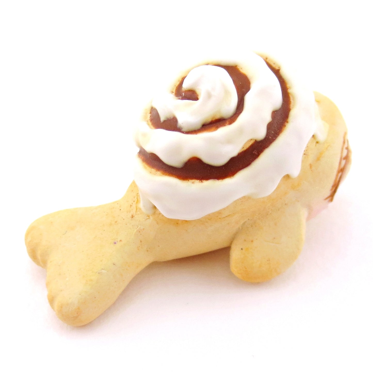 Cinnamon Roll Seal Figurine - Polymer Clay Food and Dessert Animals