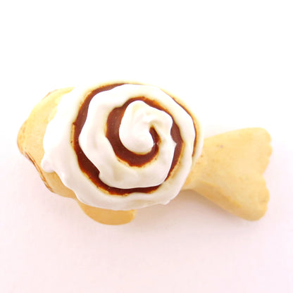 Cinnamon Roll Seal Figurine - Polymer Clay Food and Dessert Animals