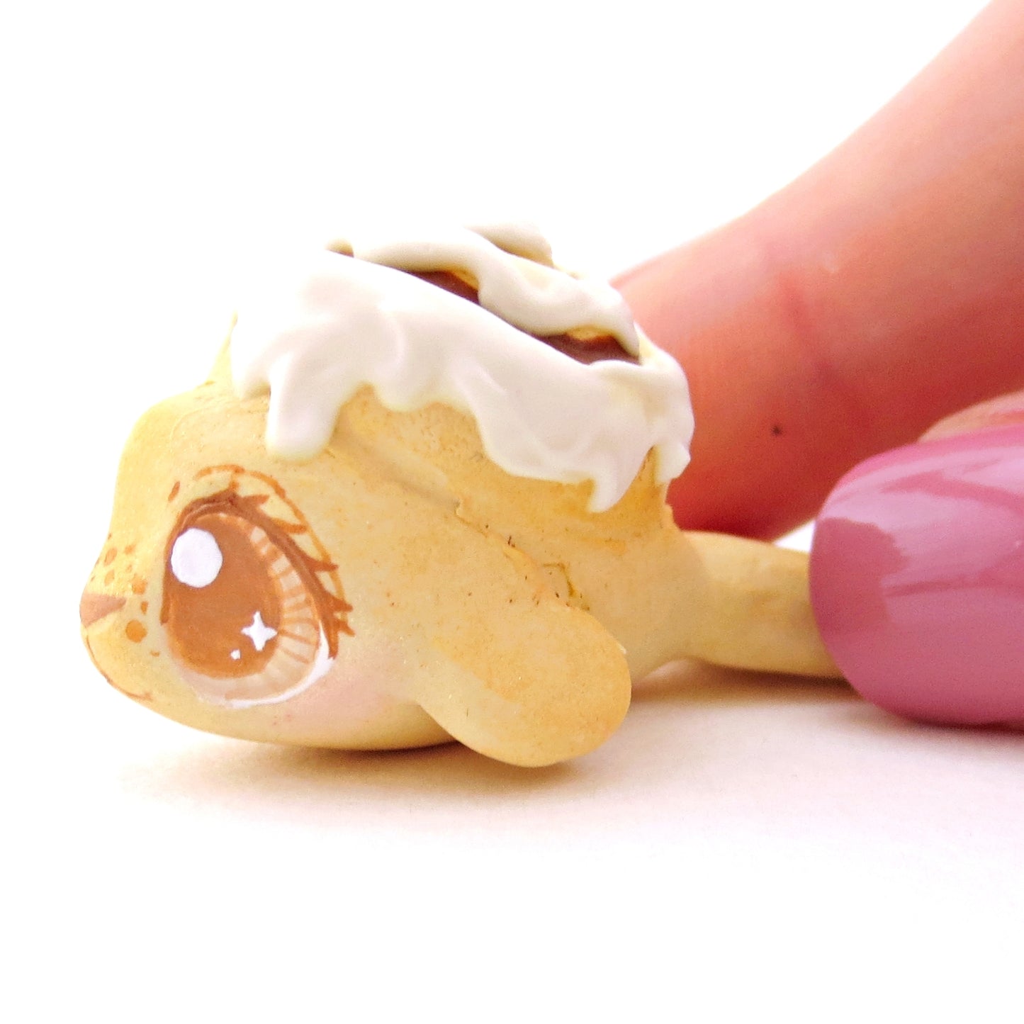 Cinnamon Roll Seal Figurine - Polymer Clay Food and Dessert Animals