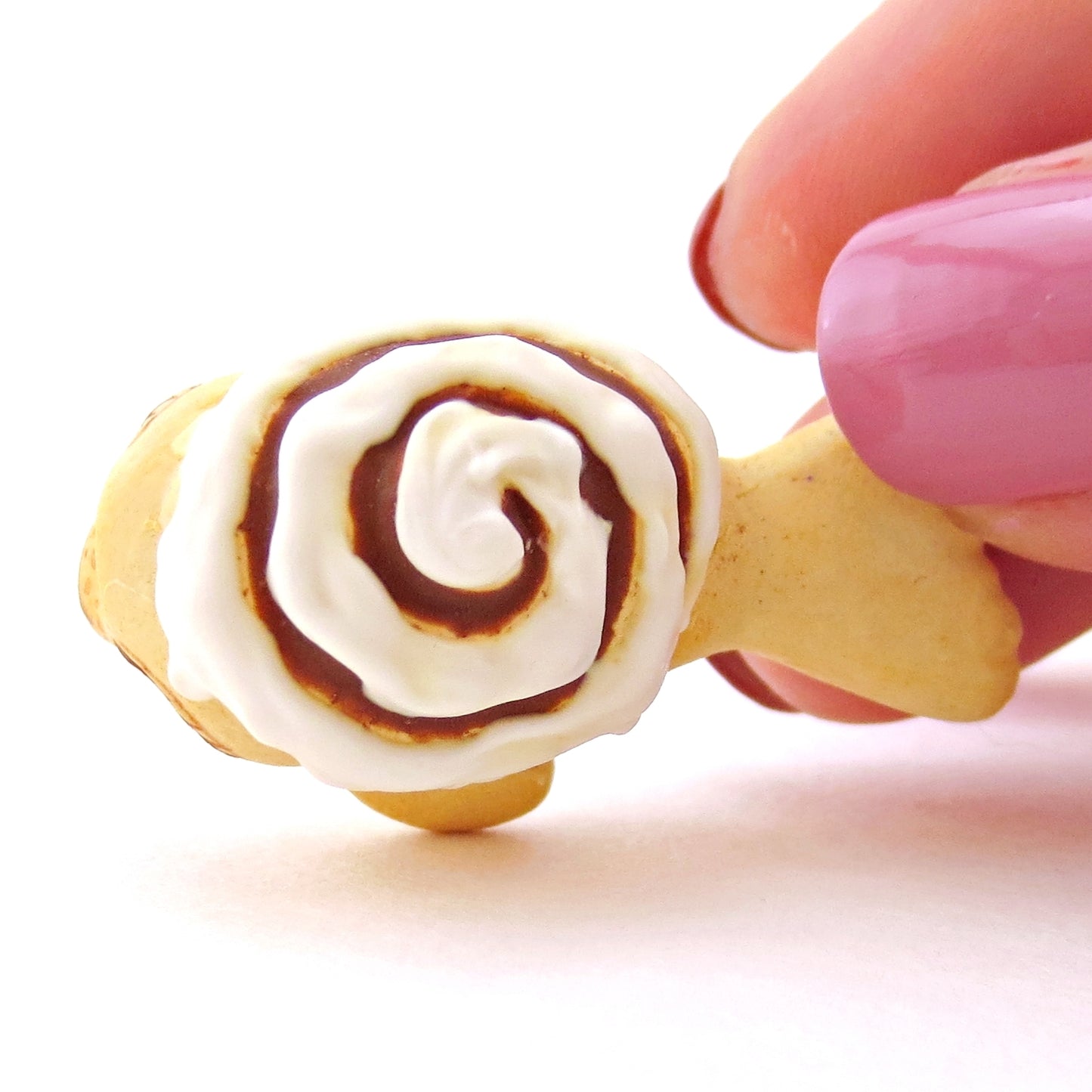 Cinnamon Roll Seal Figurine - Polymer Clay Food and Dessert Animals