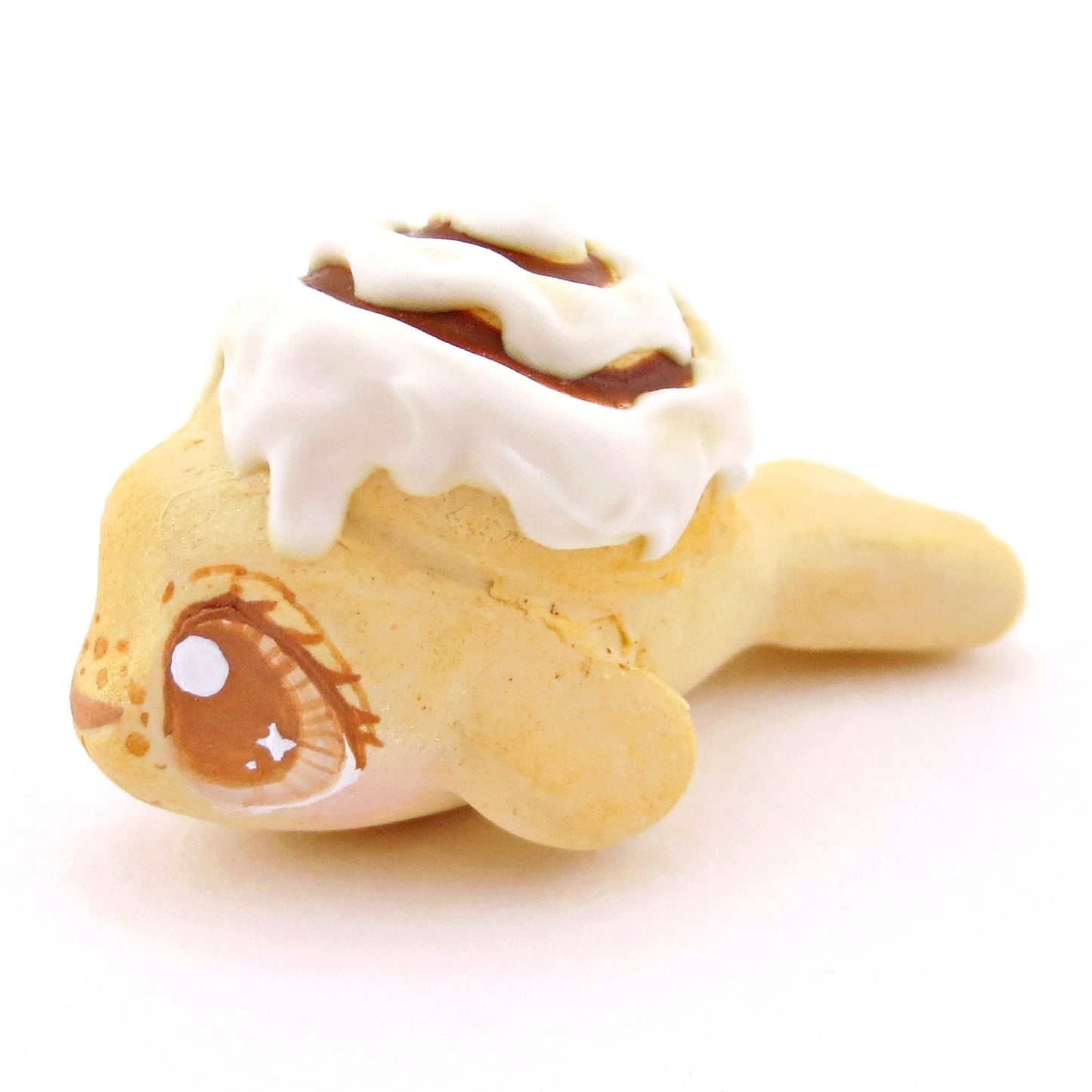 Cinnamon Roll Seal Figurine - Polymer Clay Food and Dessert Animals