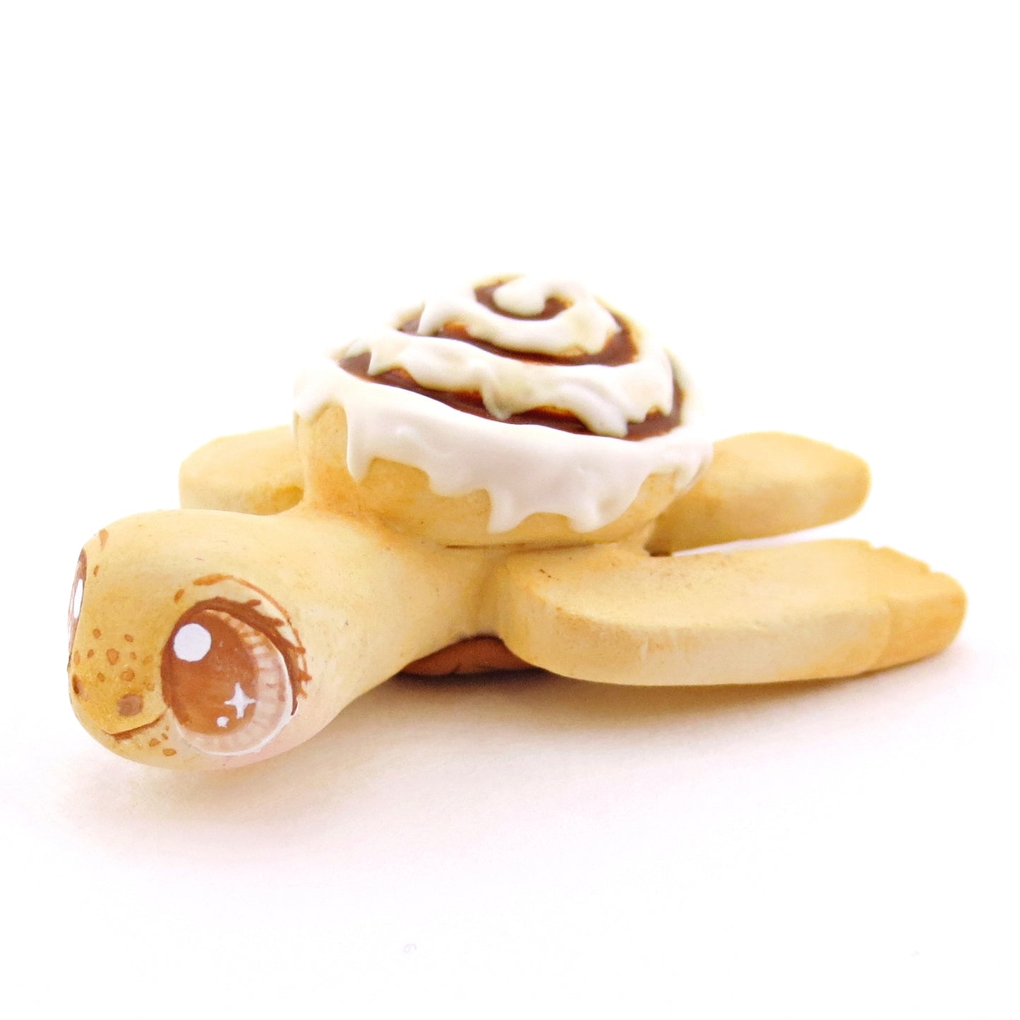 Cinnamon Roll Turtle Figurine - Polymer Clay Food and Dessert Animals